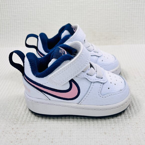 Nike Court Borough Low SE1 Kid Size 2C White Midnight Navy Pink Glaze DB3092-100 - Picture 1 of 9